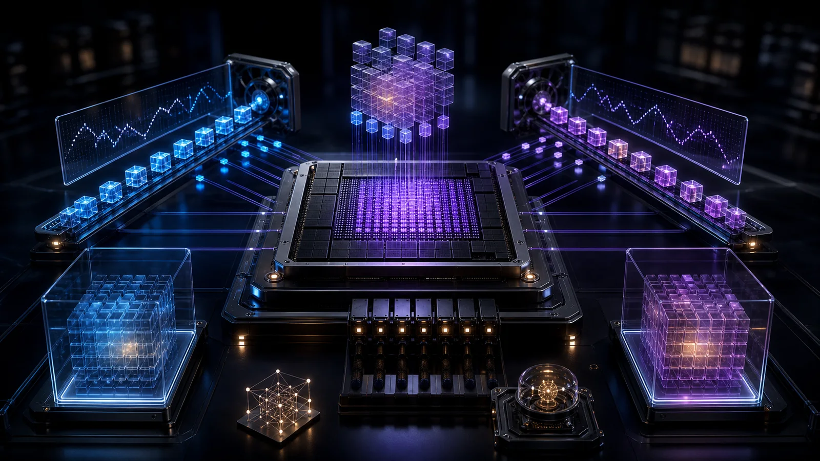 Stylized Blackwell tensor hardware with calibrated quantized weight blocks and symmetrical benchmark lanes